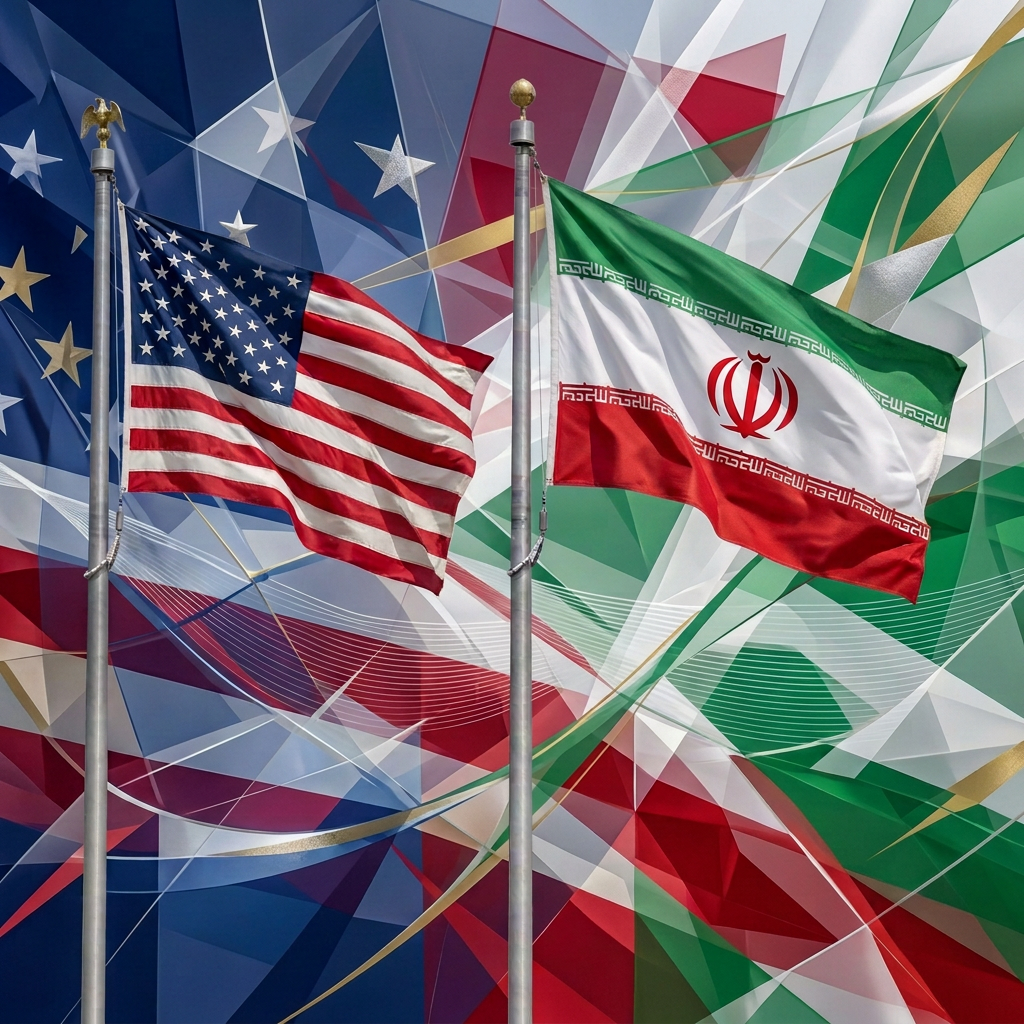 United States and Iranian flags flying side by side